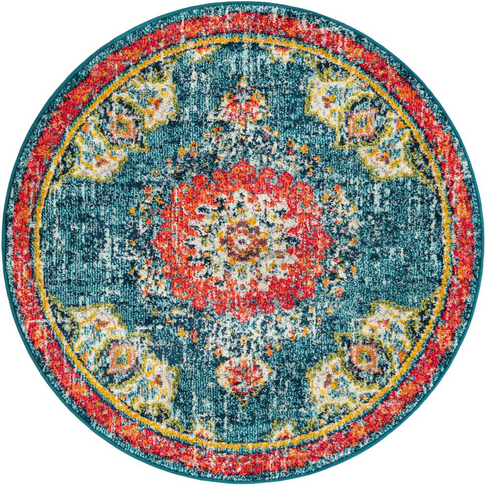 Penrose Alexis Area Rug 4' 1" x 4' 1", Round Blue. Picture 1