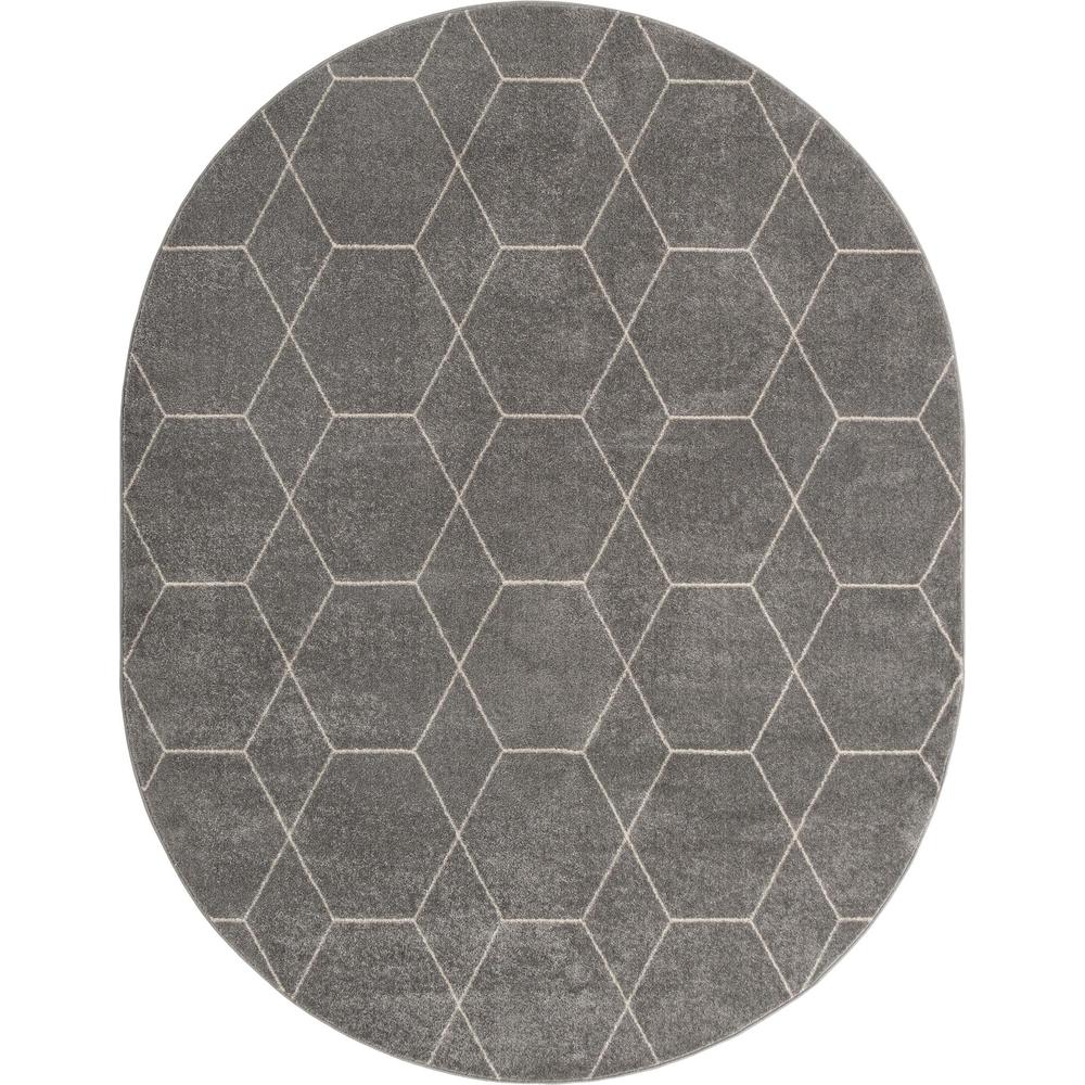 Unique Loom 8x10 Oval Rug in Light Gray (3151522). Picture 1