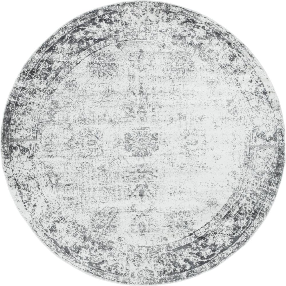 Unique Loom 8 Ft Round Rug in Gray (3151824). Picture 1