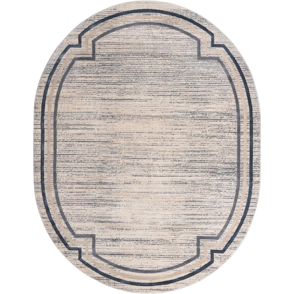 Unique Loom 8x10 Oval Rug in Gray (3154390). Picture 1