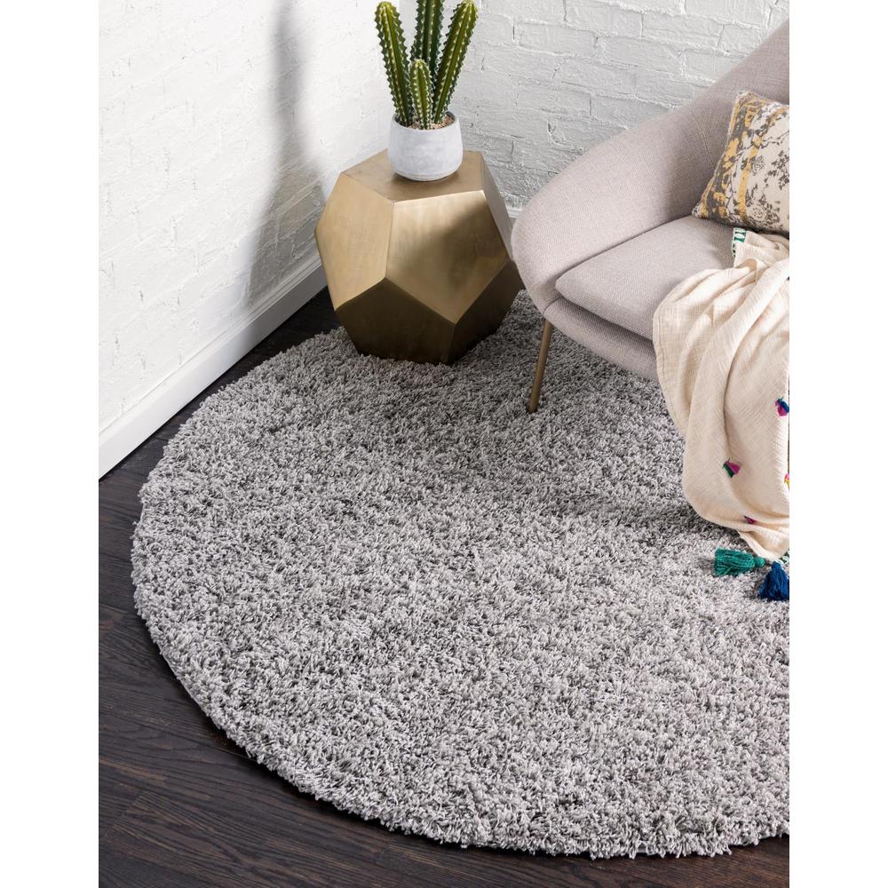 Unique Loom 3 Ft Round Rug in Cloud Gray (3151298). Picture 2