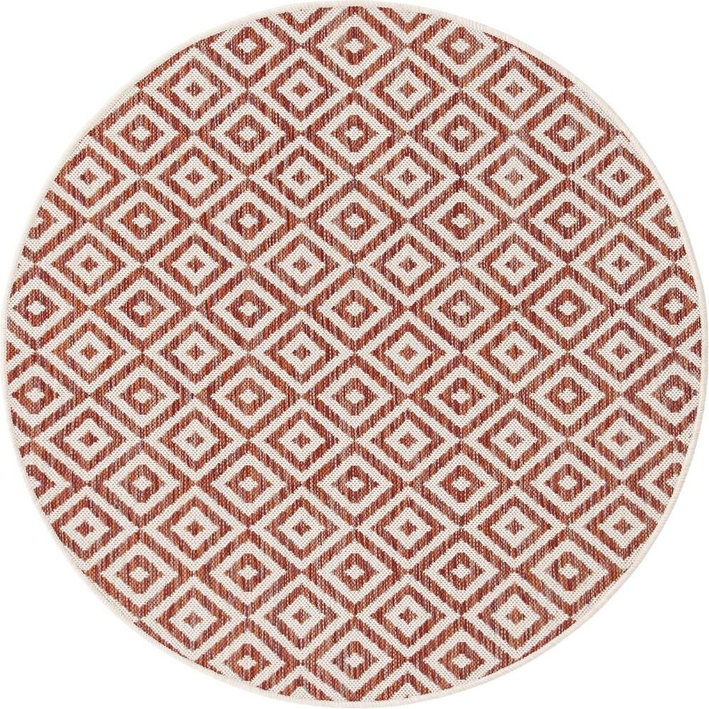 Jill Zarin Outdoor Costa Rica Area Rug 4' 0" x 4' 0", Round Rust Red. Picture 1