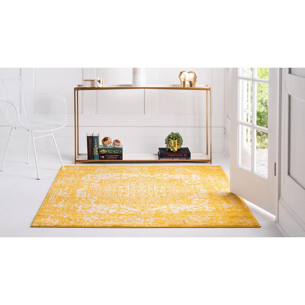 Unique Loom 4 Ft Square Rug in Yellow (3150407). Picture 4