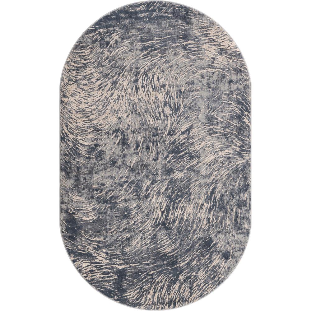 Unique Loom 5x8 Oval Rug in Gray (3154356). Picture 1