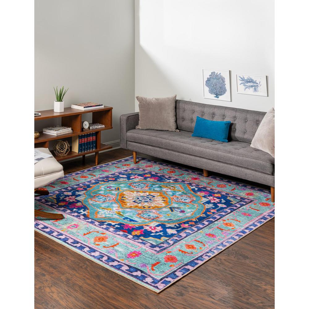 Unique Loom 7 Ft Square Rug in Blue (3161409). Picture 3