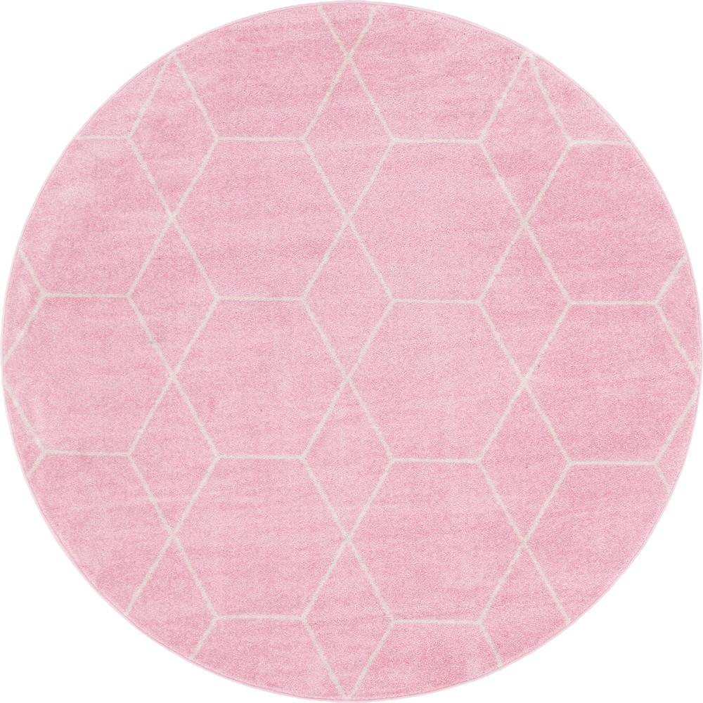 Unique Loom 7 Ft Round Rug in Light Pink (3151603). Picture 1