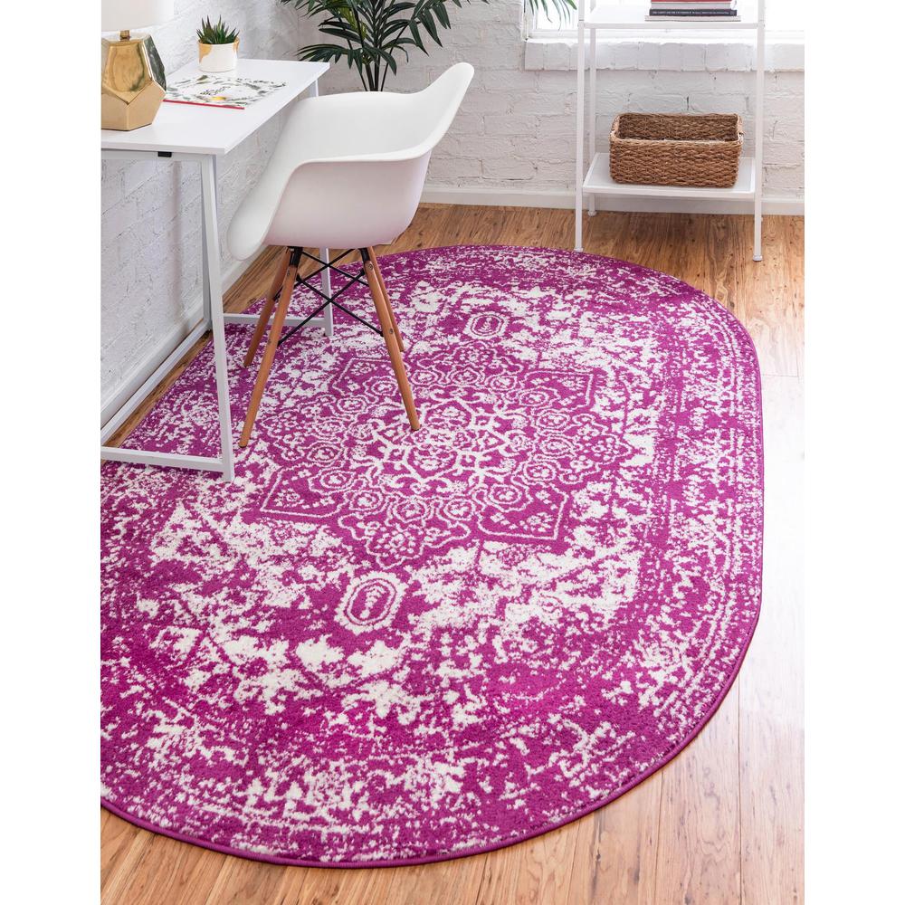 Unique Loom 3x5 Oval Rug in Purple (3150482). Picture 2