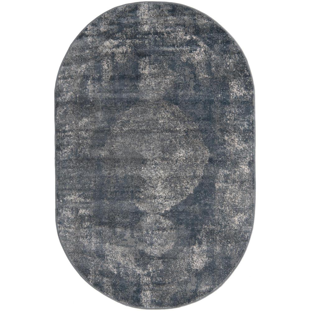 Portland Collection, Area Rug, Blue, 5' 3" x 8' 0", Oval. Picture 1