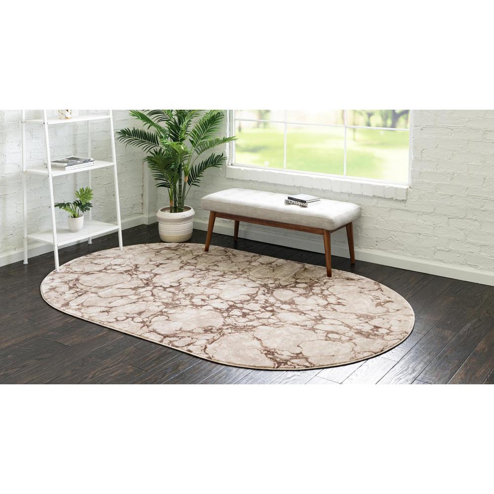 Unique Loom 5x8 Oval Rug in Brown (3154304). Picture 3