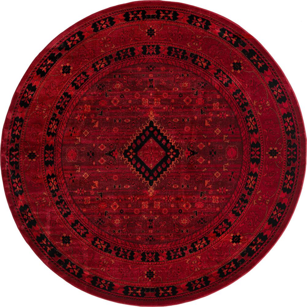 Unique Loom 8 Ft Round Rug in Red (3154191). Picture 1