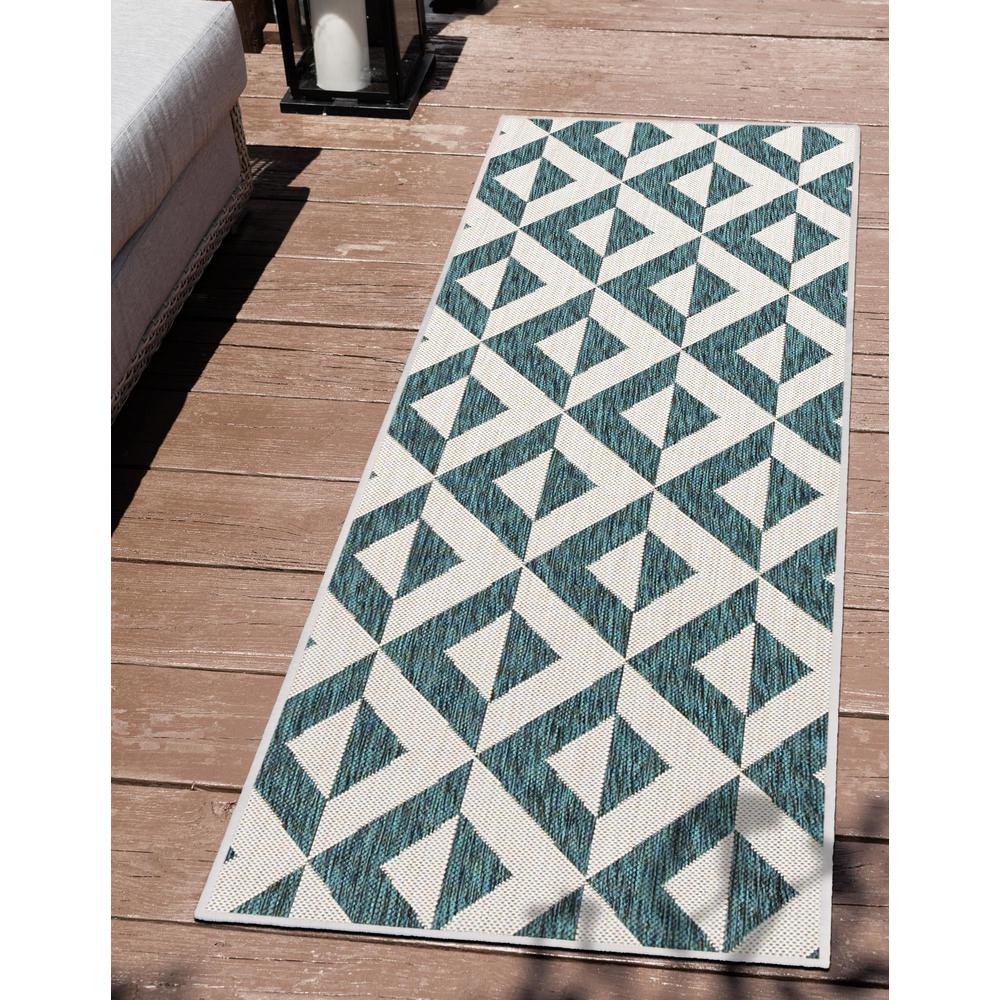 Jill Zarin Outdoor Napa Area Rug 2' 0" x 8' 0", Runner Teal. Picture 2