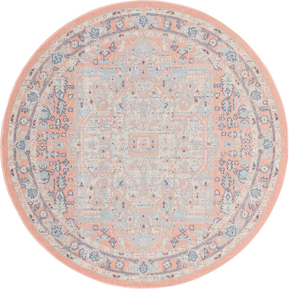 Unique Loom 7 Ft Round Rug in Powder Pink (3154869). Picture 1