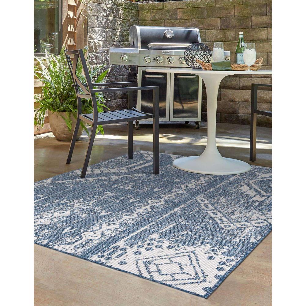 Outdoor Bohemian Collection, Area Rug, Blue, 9' 0" x 12' 0", Rectangular. Picture 3