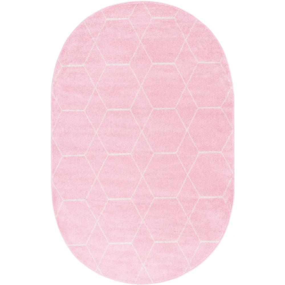 Unique Loom 5x8 Oval Rug in Light Pink (3151606). Picture 1