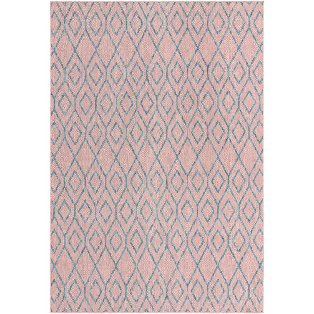 Jill Zarin Outdoor Turks and Caicos Area Rug 7' 0" x 10' 0", Rectangular Pink and Aqua. Picture 1