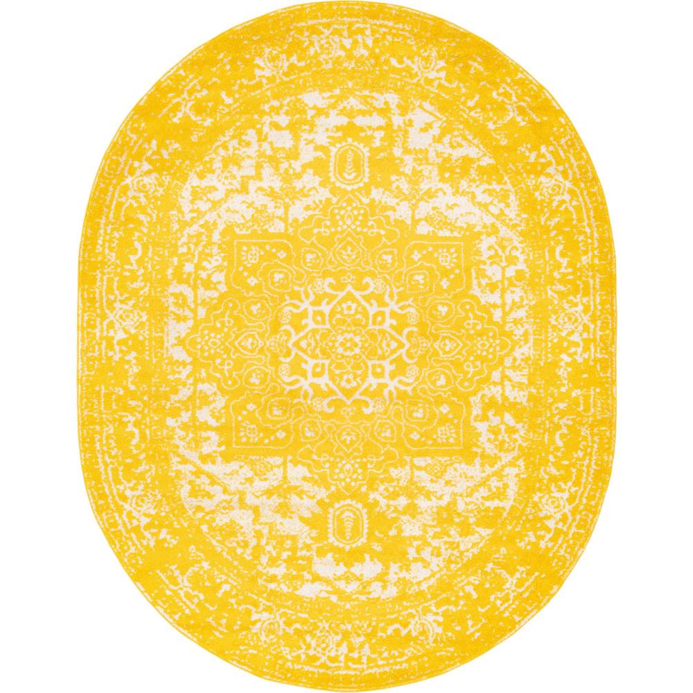 Unique Loom 8x10 Oval Rug in Yellow (3150412). Picture 1
