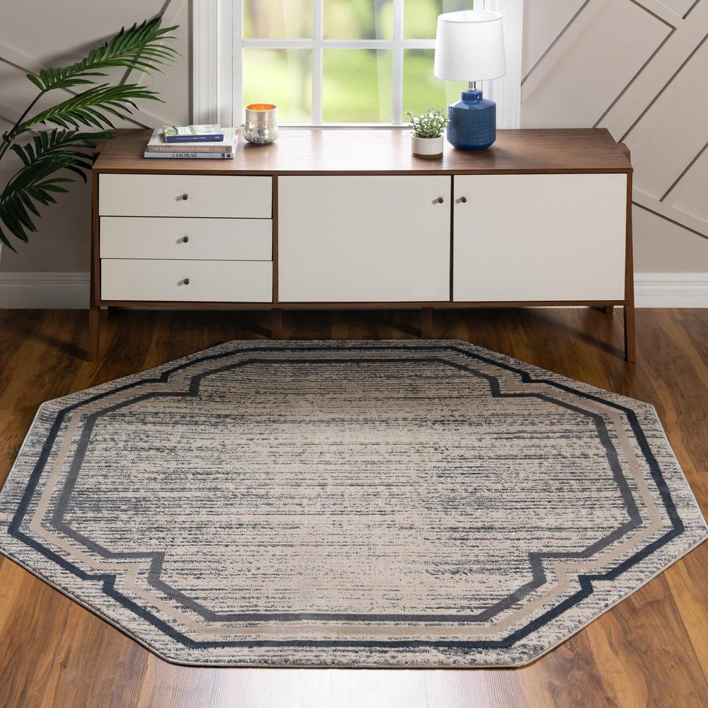 Unique Loom 6 Ft Octagon Rug in Gray (3154393). Picture 2