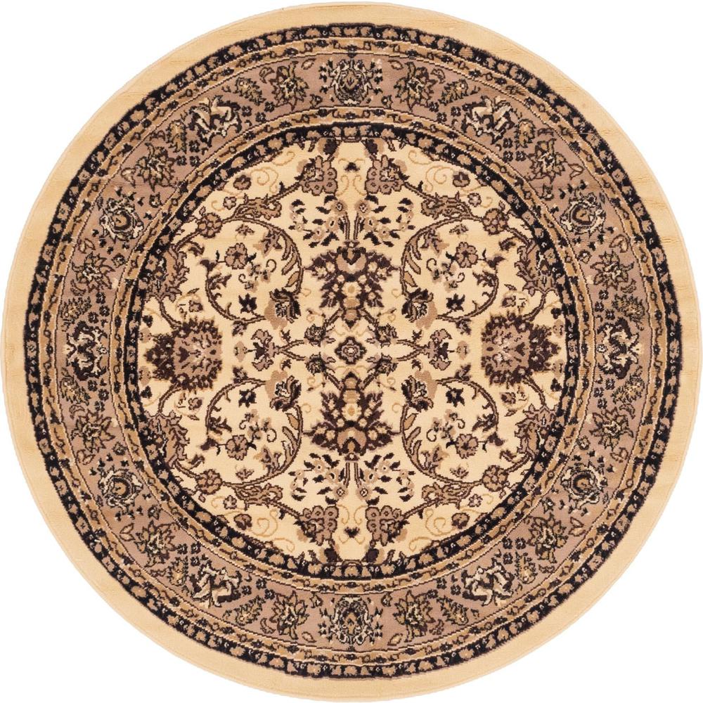 Unique Loom 5 Ft Round Rug in Ivory (3152874). Picture 1