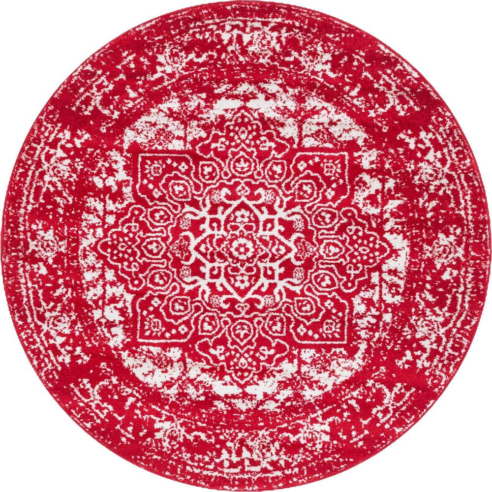 Unique Loom 5 Ft Round Rug in Red (3150429). Picture 1