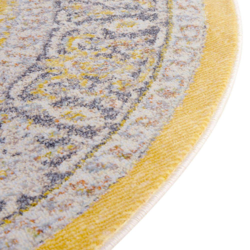 Baracoa Collection, Area Rug, Yellow, 3' 3" x 3' 3", Round. Picture 7