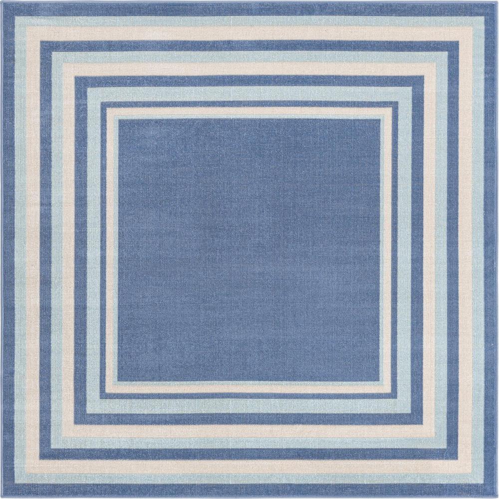 Unique Loom 5 Ft Square Rug in Blue (3157345). Picture 1