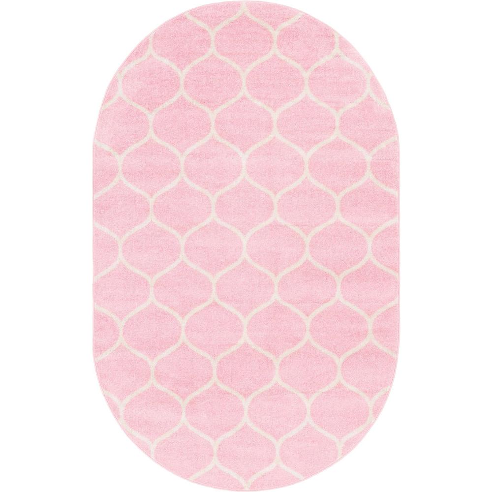 Unique Loom 5x8 Oval Rug in Pink (3151538). Picture 1