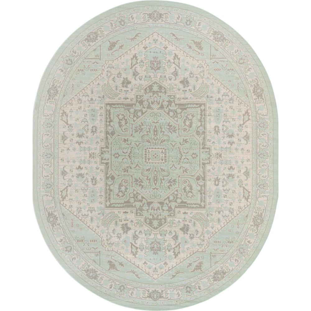 Unique Loom 8x10 Oval Rug in Mint (3154830). Picture 1