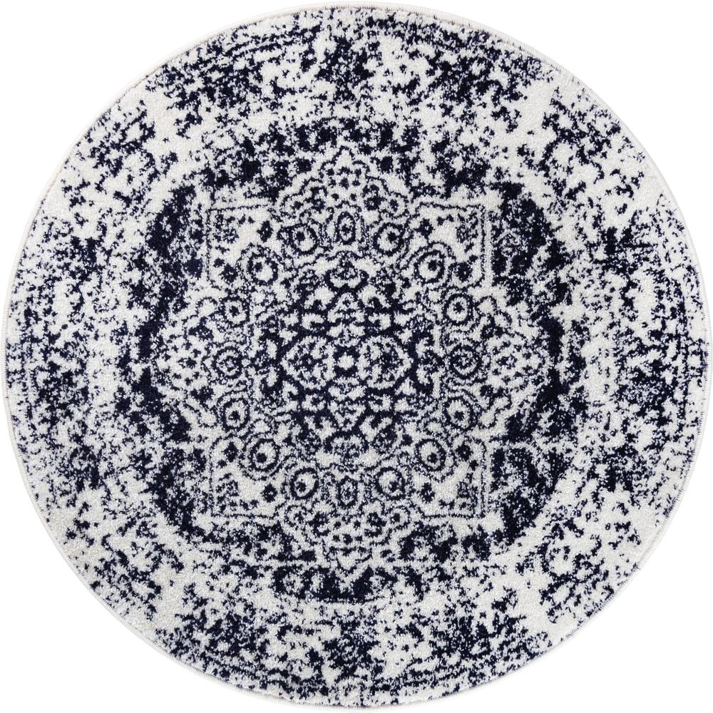 Unique Loom 3 Ft Round Rug in Blue (3150308). Picture 1