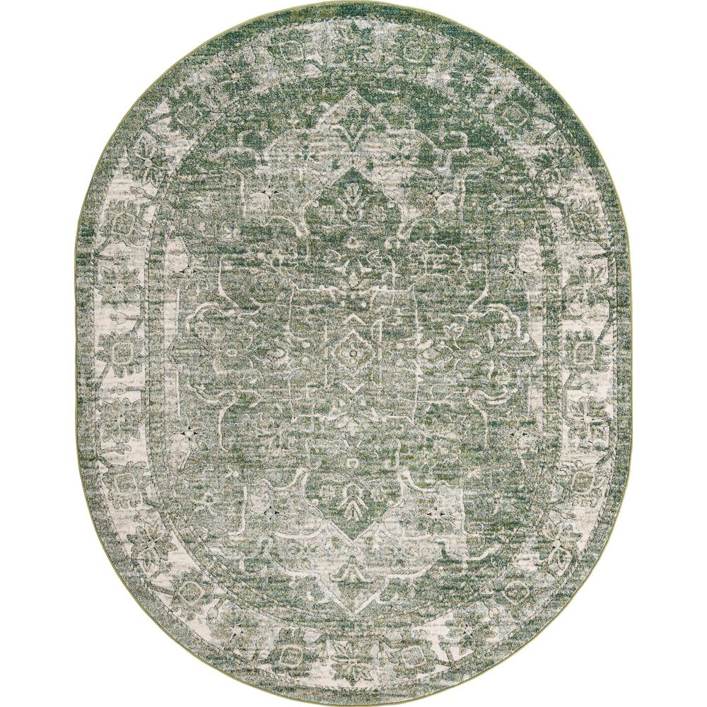 Unique Loom 8x10 Oval Rug in Green (3161864). Picture 1