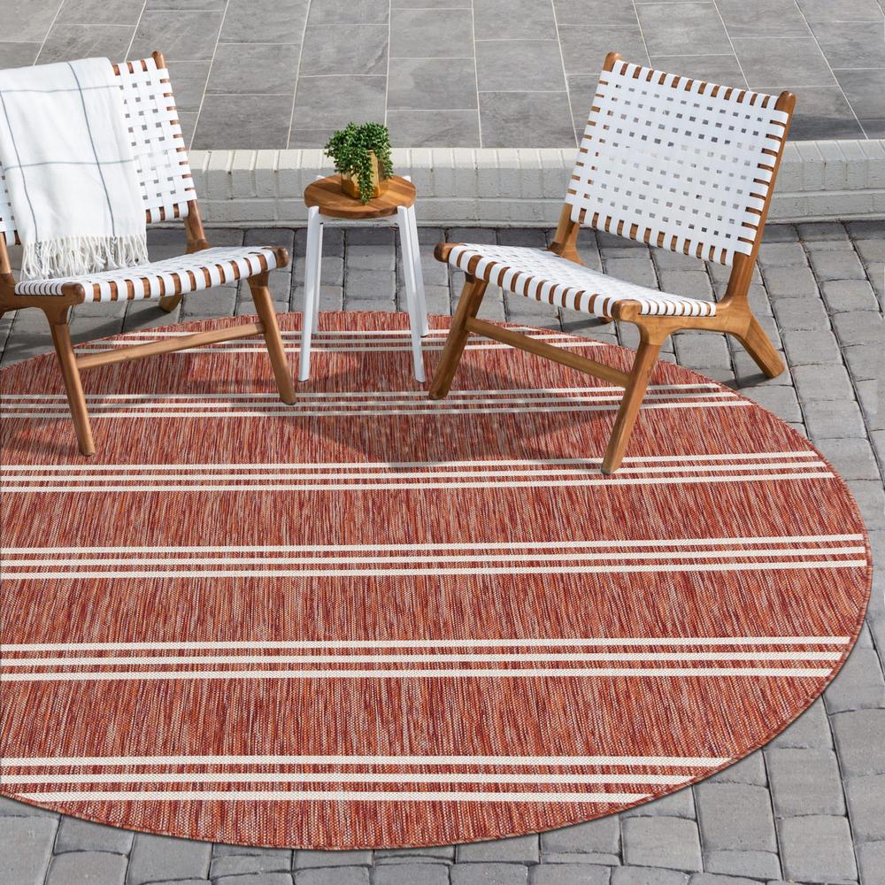 Jill Zarin Outdoor Anguilla Area Rug 6' 7" x 6' 7", Round Rust Red. Picture 2