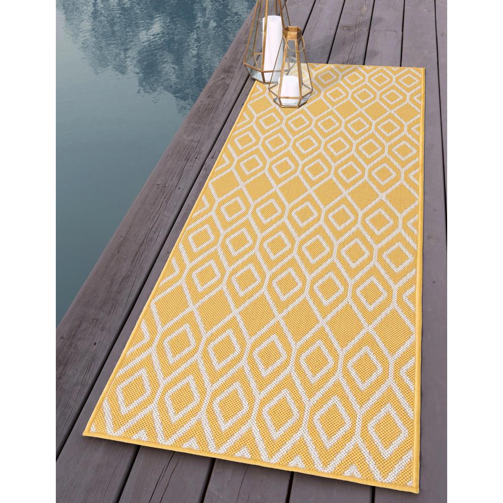 Jill Zarin Outdoor Turks and Caicos Area Rug 2' 0" x 6' 0", Runner Yellow Ivory. Picture 2