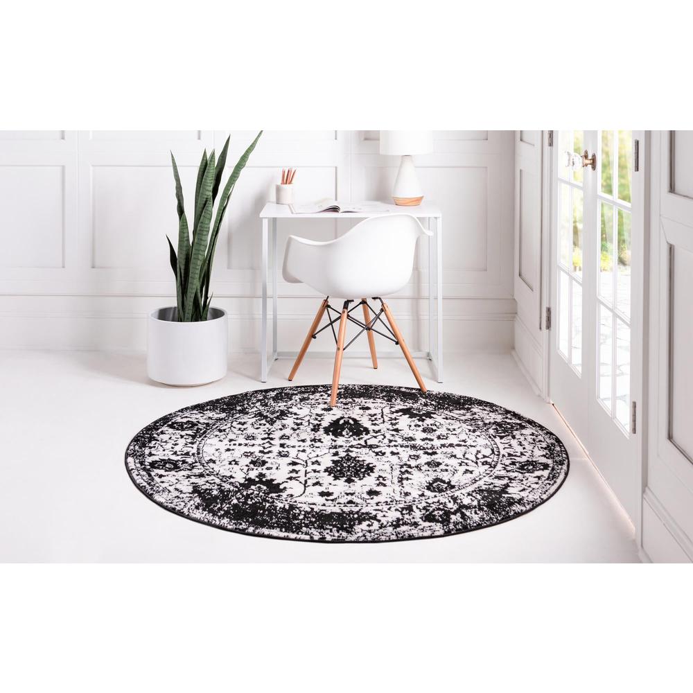 Unique Loom 3 Ft Round Rug in White (3152140). Picture 4