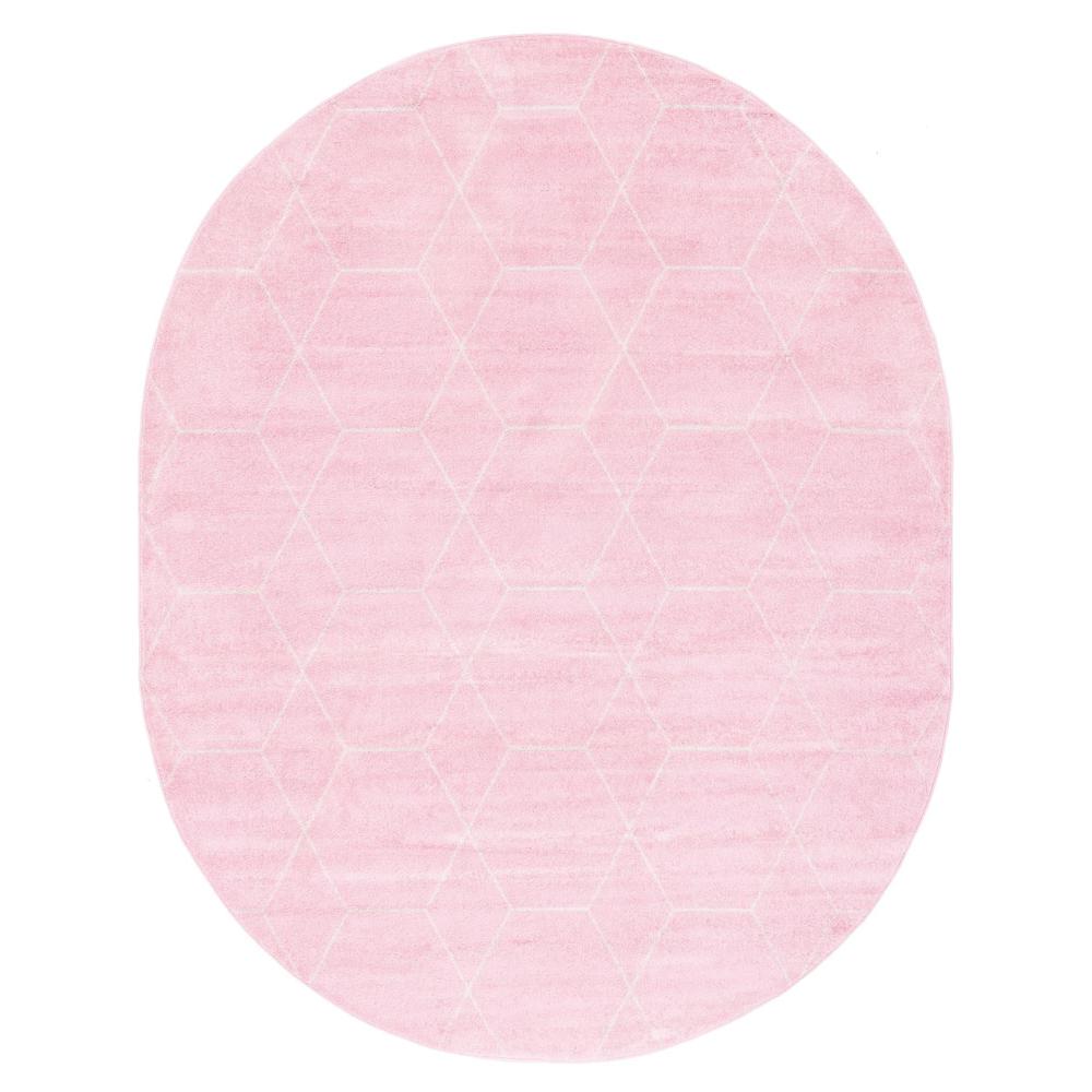 Unique Loom 8x10 Oval Rug in Light Pink (3151607). Picture 1