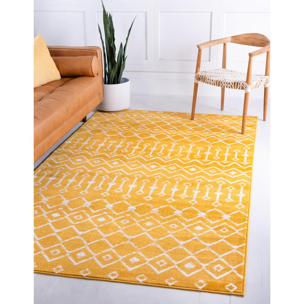 Moroccan Trellis Rug, Yellow/Ivory (10' 8 x 16' 5). Picture 2