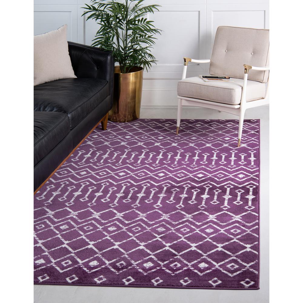 Moroccan Trellis Rug, Violet/Ivory (10' 8 x 16' 5). Picture 2