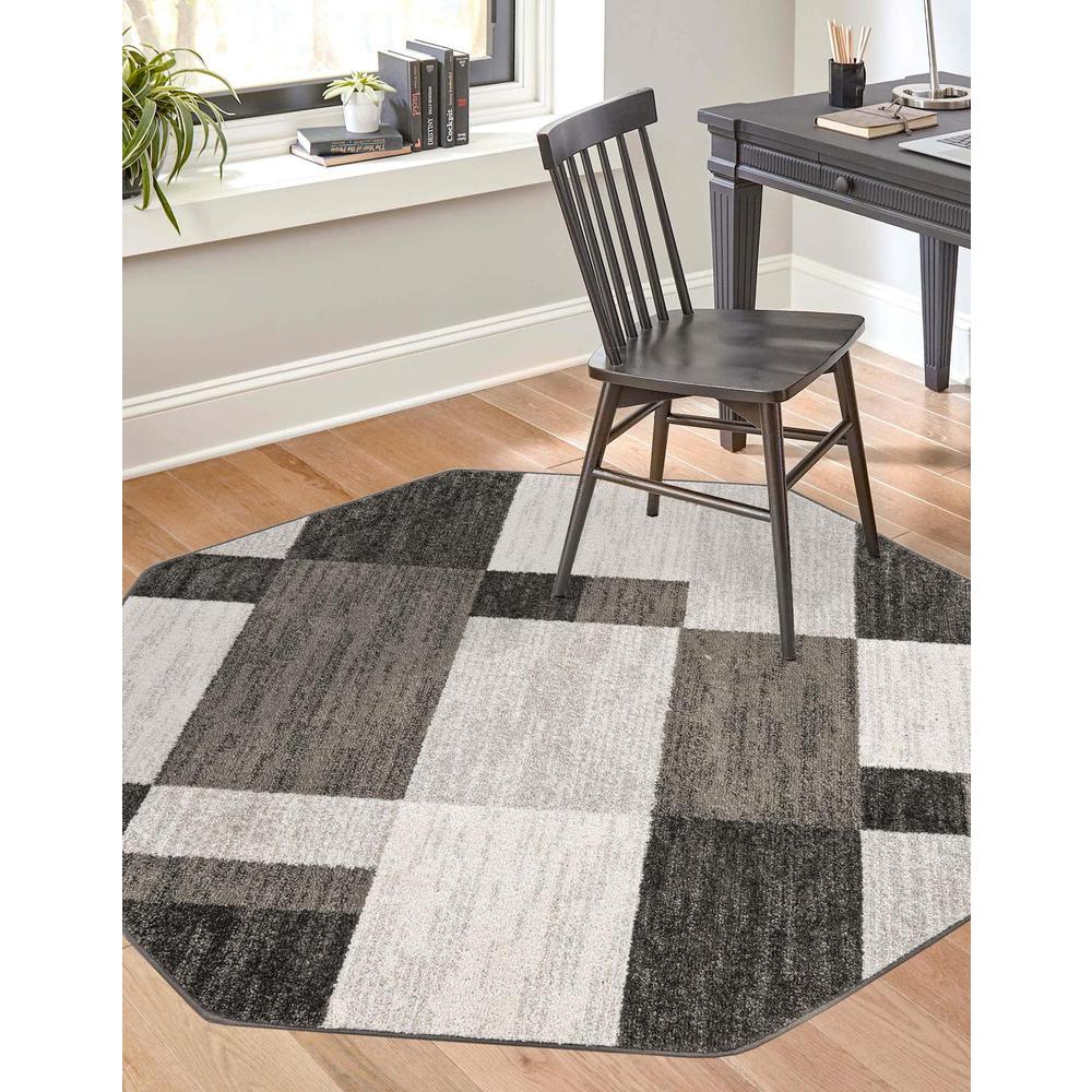 Autumn Collection, Area Rug, Gray, 5' 3" x 5' 3", Octagon. Picture 2