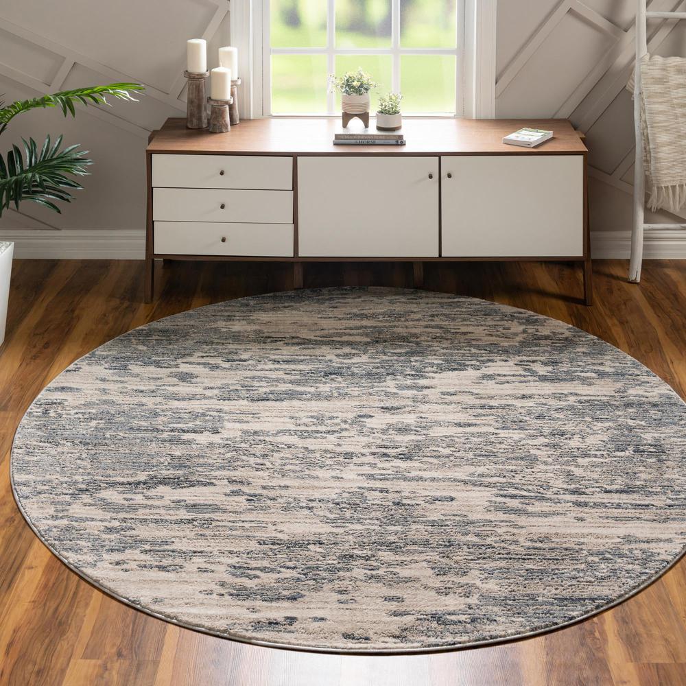 Unique Loom 4 Ft Round Rug in Gray (3154241). Picture 2