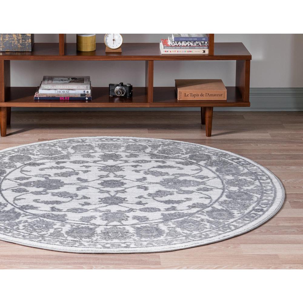 Unique Loom 3 Ft Round Rug in Ivory (3150704). Picture 3