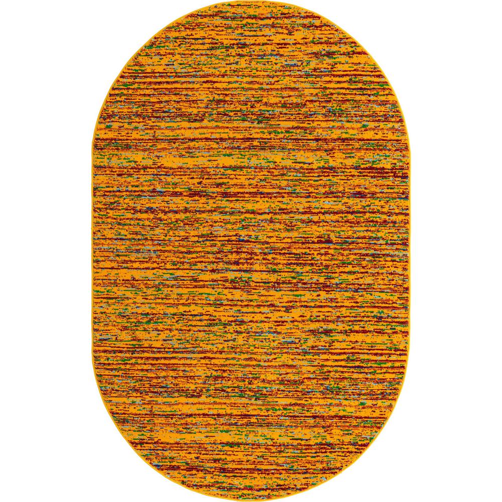 Unique Loom 5x8 Oval Rug in Yellow (3160713). Picture 1