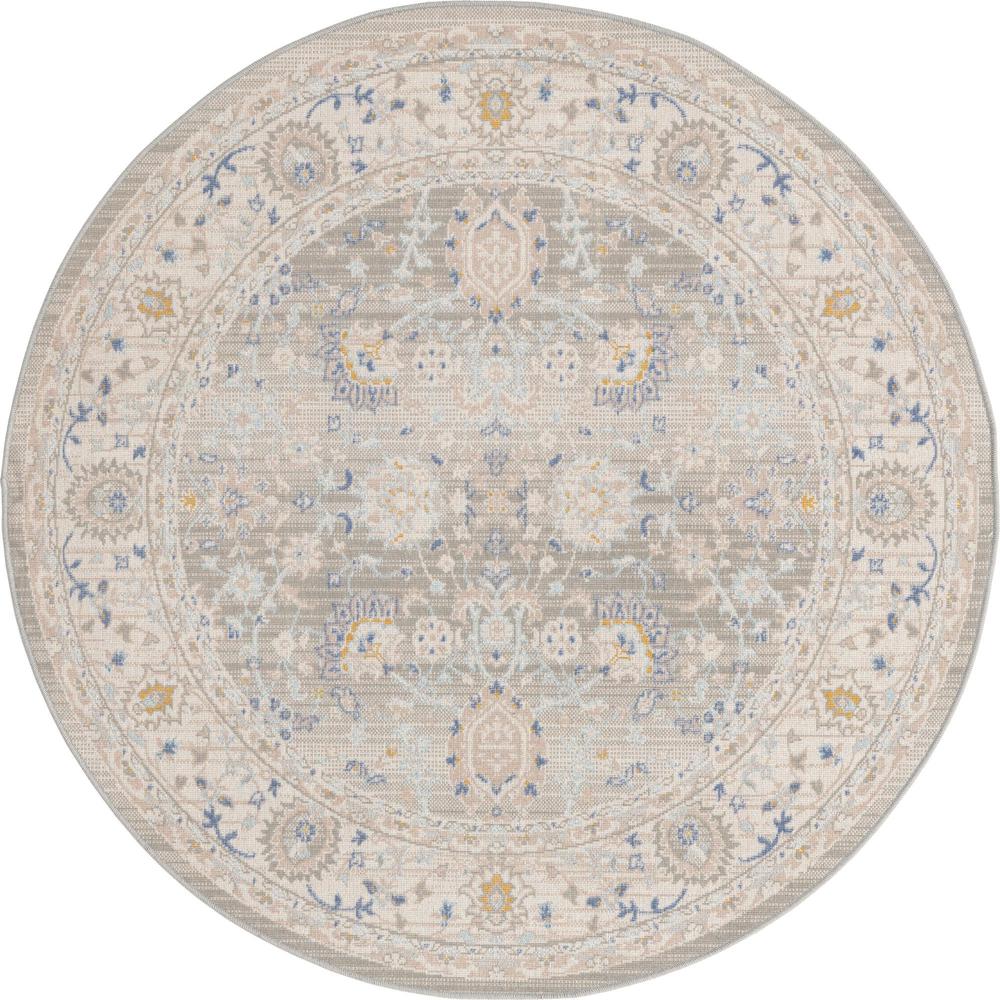 Unique Loom 5 Ft Round Rug in Cloud Gray (3155052). Picture 1