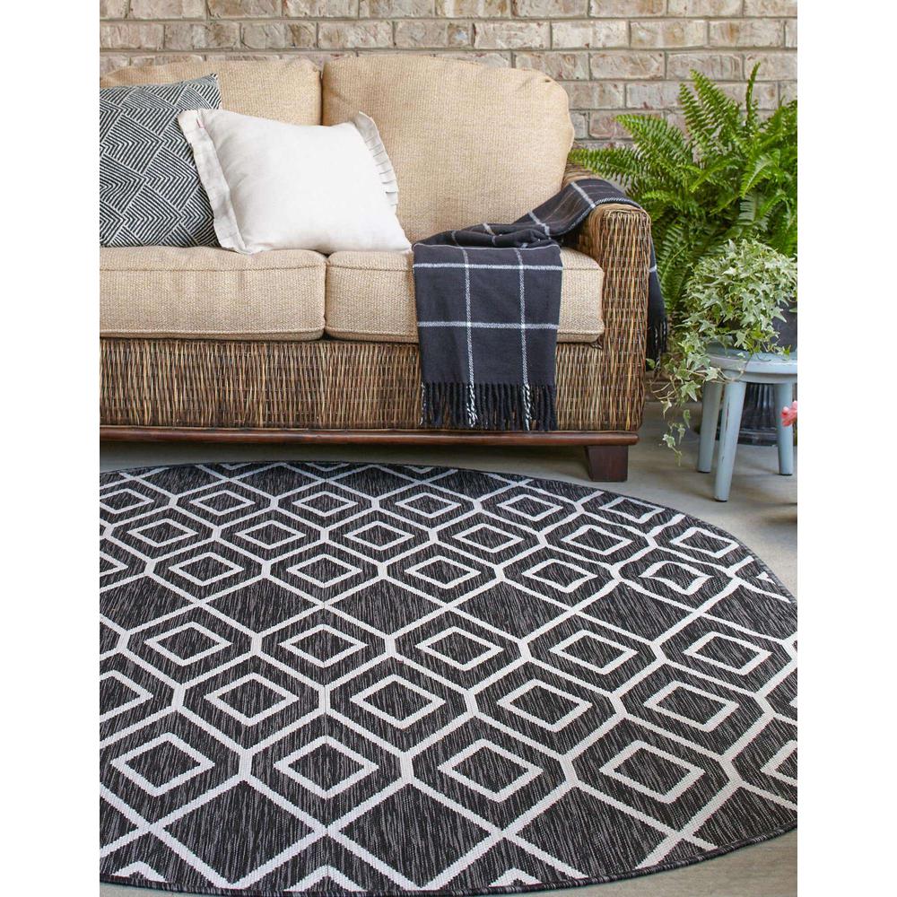 Jill Zarin Outdoor Turks and Caicos Area Rug 7' 10" x 10' 0", Oval Charcoal Gray. Picture 3