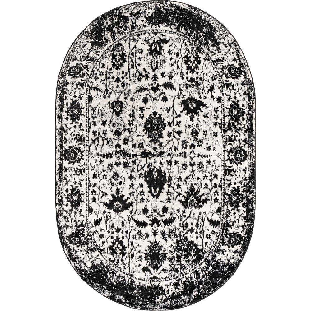 Unique Loom 5x8 Oval Rug in White (3152139). Picture 1