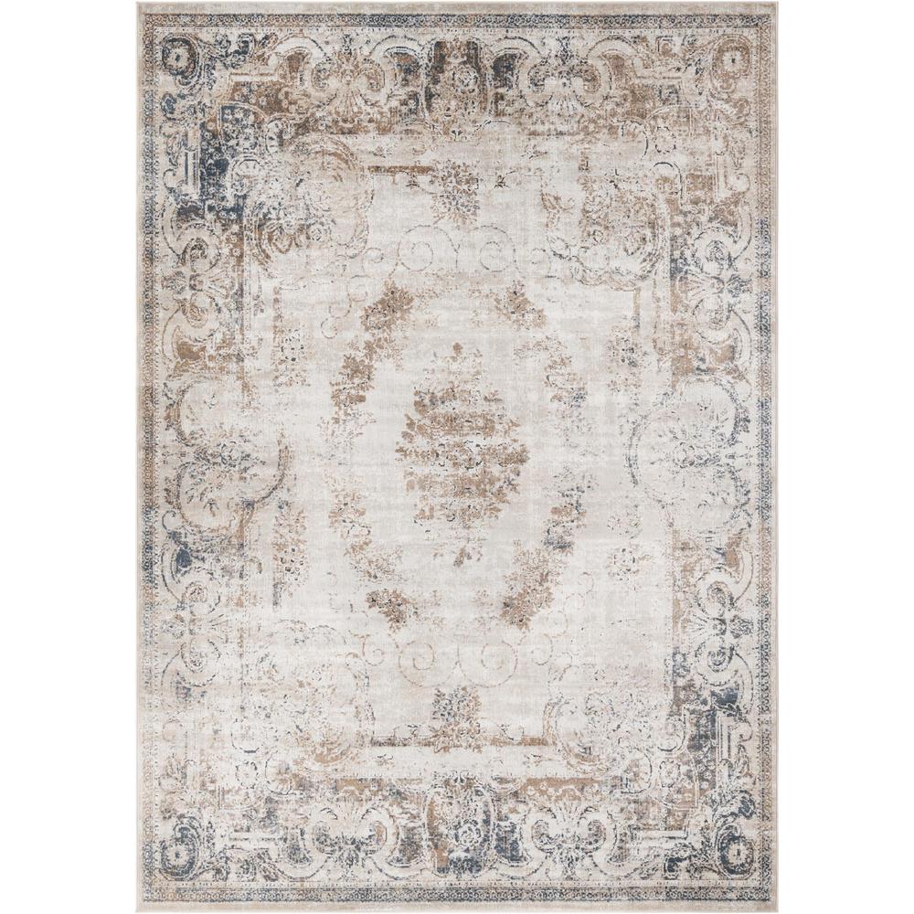 Chateau Lincoln Area Rug 7' 10" x 11' 0", Rectangular Blue Cream. Picture 1