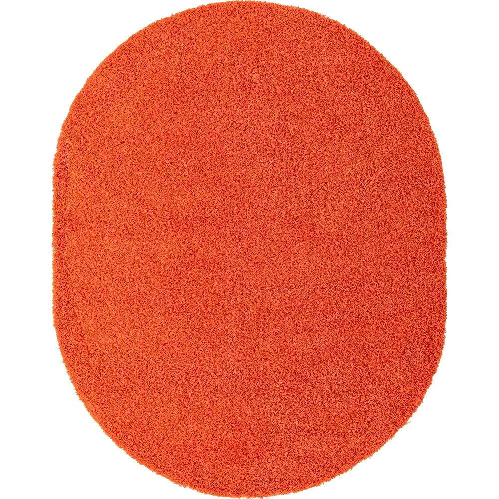 Unique Loom 8x10 Oval Rug in Tiger Orange (3151448). Picture 1