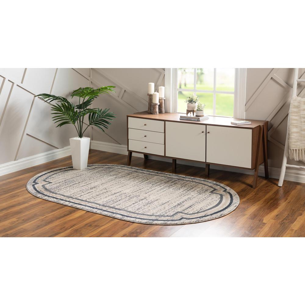 Unique Loom 5x8 Oval Rug in Gray (3154395). Picture 3