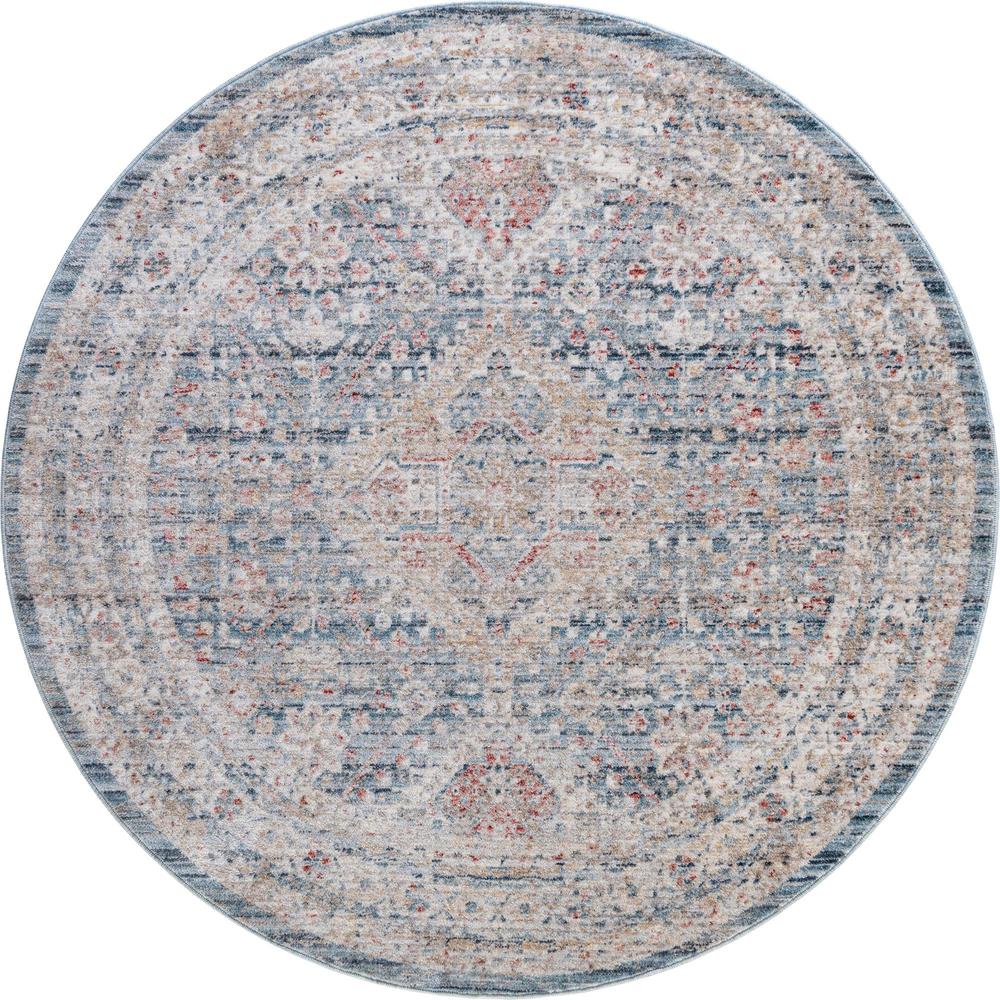 Unique Loom 4 Ft Round Rug in Blue (3147835). Picture 1