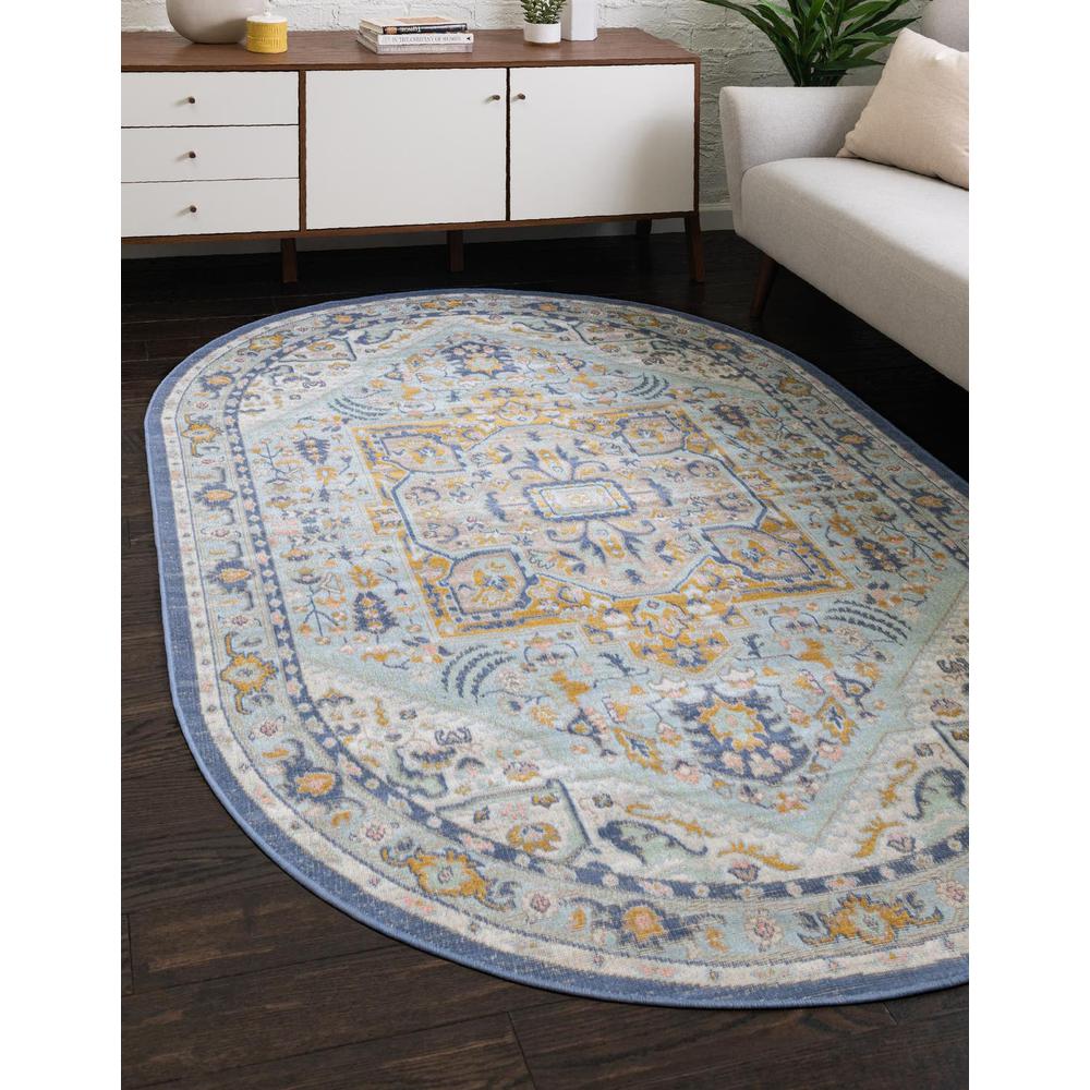 Unique Loom 3x5 Oval Rug in Sky Blue (3154856). Picture 1