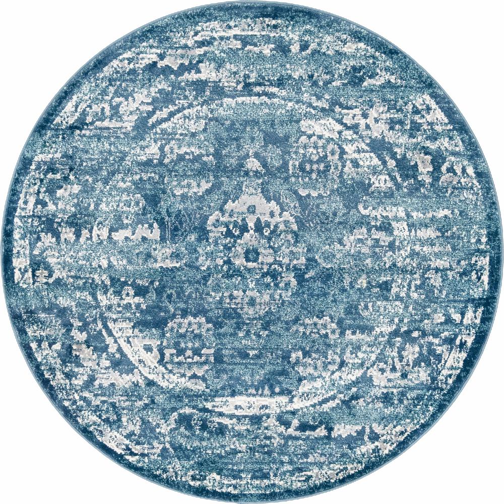 Unique Loom 5 Ft Round Rug in Navy Blue (3150088). Picture 1