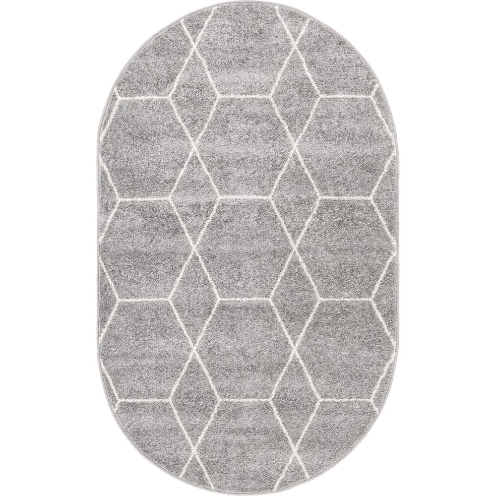Unique Loom 3x5 Oval Rug in Light Gray (3151519). Picture 1