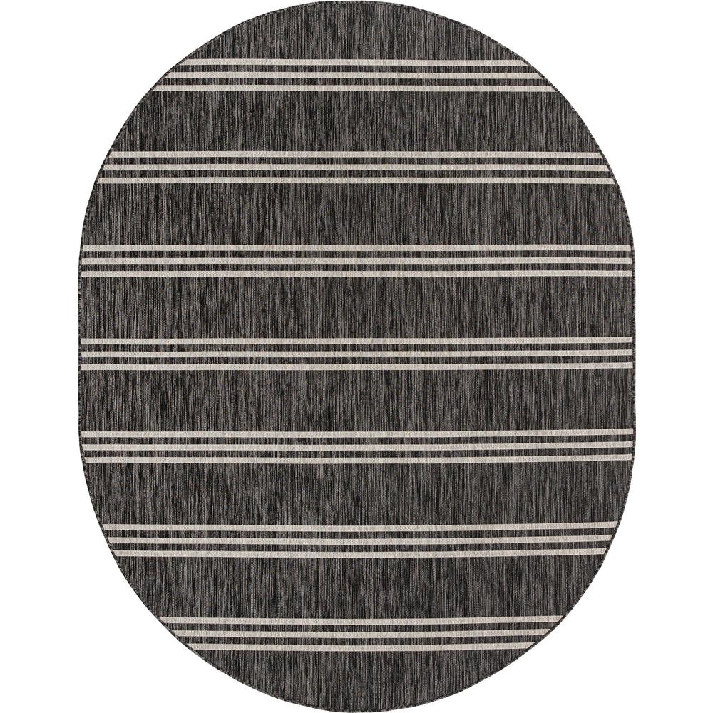 Jill Zarin Outdoor Anguilla Area Rug 7' 10" x 10' 0", Oval Charcoal. Picture 1
